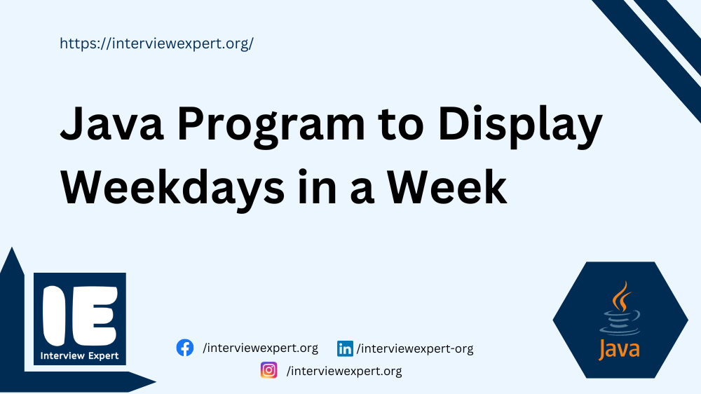 Java Program to Display Weekdays in a Week