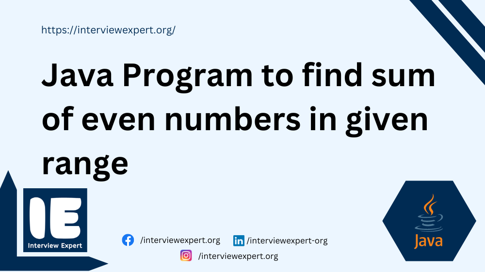 Java Program to find sum of even numbers in given range