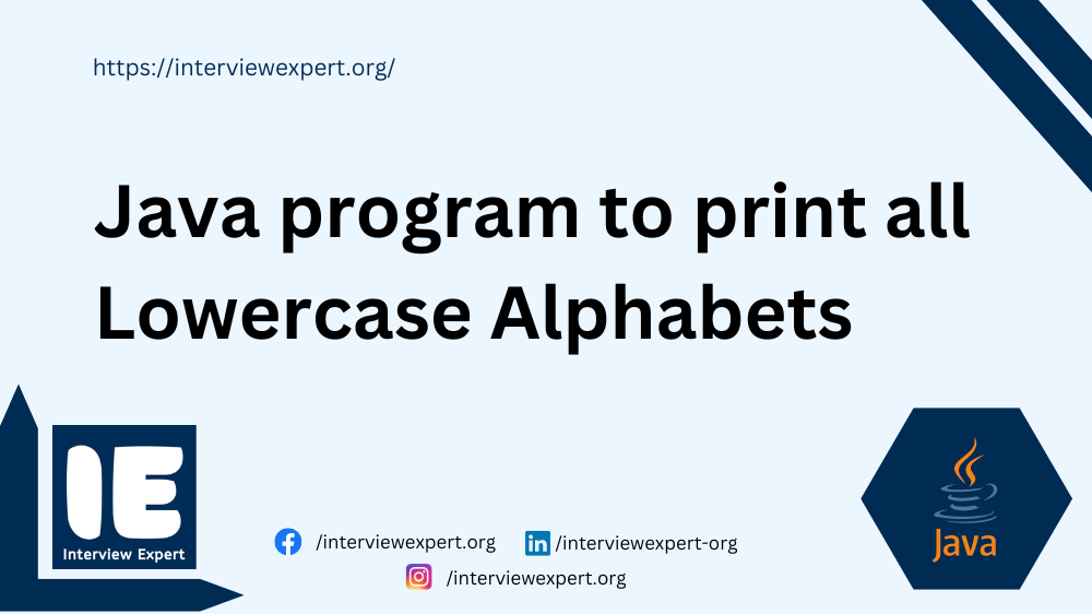 Java program to print all Lowercase Alphabets