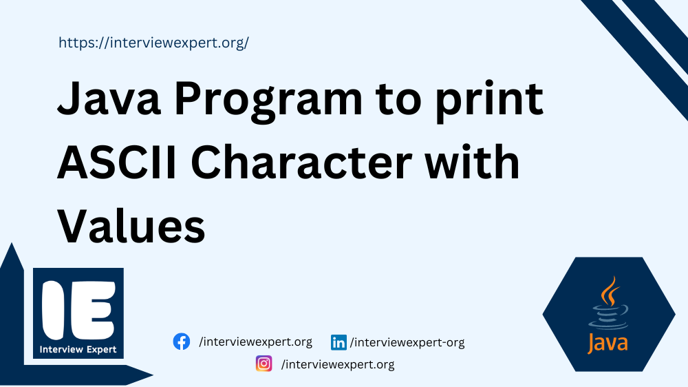 Java Program to print ASCII Character with Values