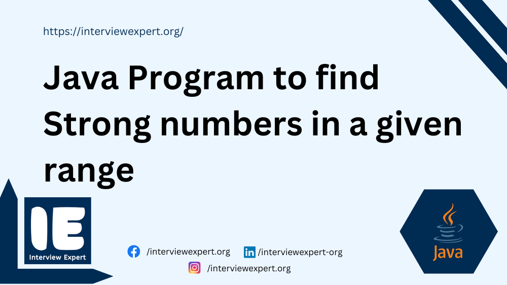 Java Program to find Strong numbers in a given range