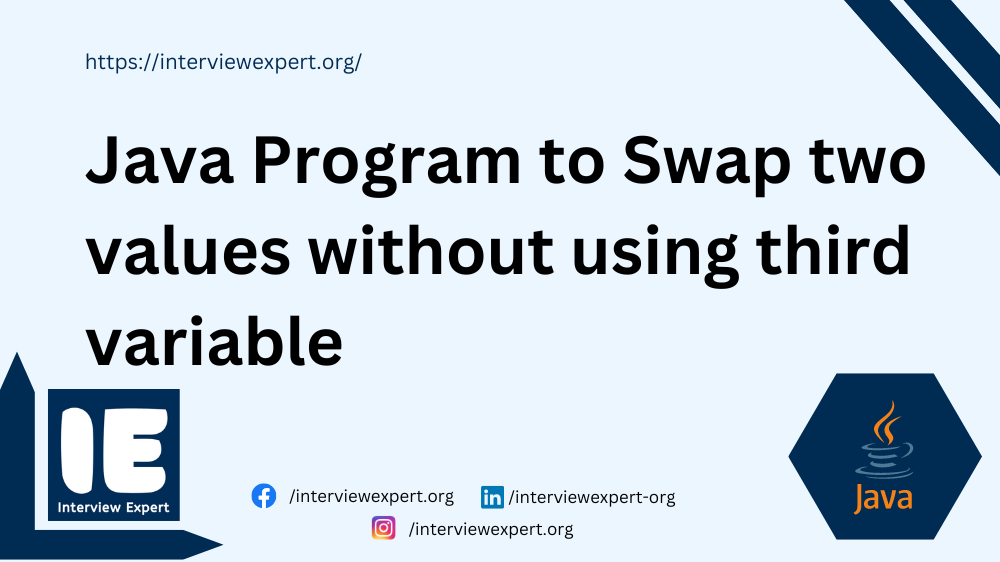 Java Program to Swap two values without using third variable