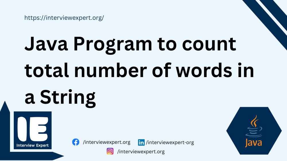 Java Program to count total number of words in a String