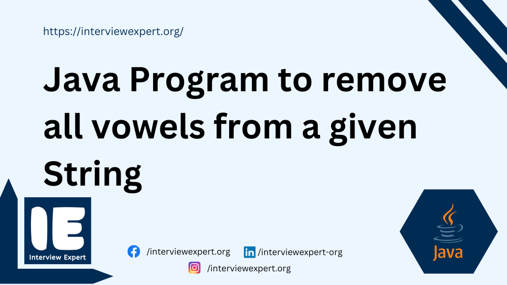 Java Program to remove all vowels from a given String